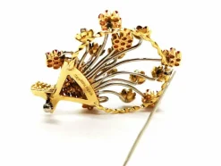 Broche Fleur Or jaune Rubis