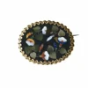 Broche Fleur Pietra Dura or jaune