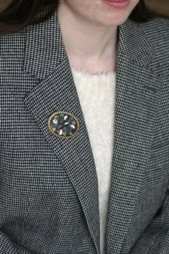 Broche Fleur Pietra Dura or jaune