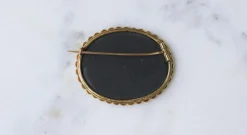 Broche Fleur Pietra Dura or jaune