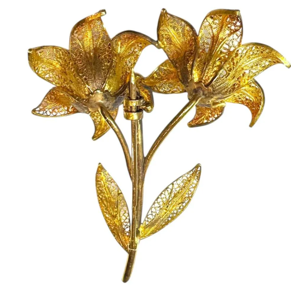 Broche Fleur Vintage or jaune