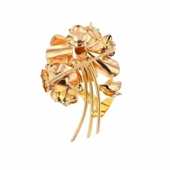 Broche fleurs spinelles en or jaune 12 g