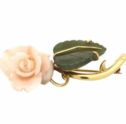 Broche Florale Années 1950 Nacre Agate