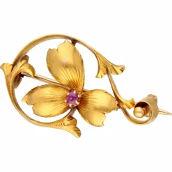 Broche florale saphir rose