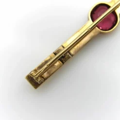 Broche française en or 18 carats avec tourmaline et diamants sertis clos