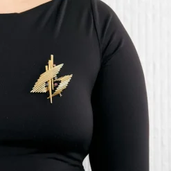 Broche Gerbe en or jaune, rubis et saphir