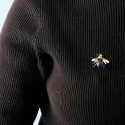 Broche Guêpe, or jaune et Lapis lazuli