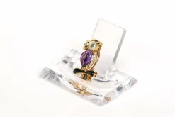 Broche Hibou Années 70 or jaune, pierres multiples, diamants