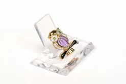 Broche Hibou Années 70 or jaune, pierres multiples, diamants