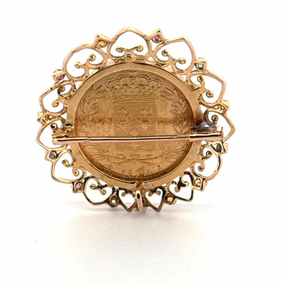 Broche 18k Pièce Roi de France Charles X