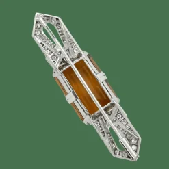 Broche latine quartz fumé et diamants
