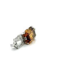 Broche latine quartz fumé et diamants