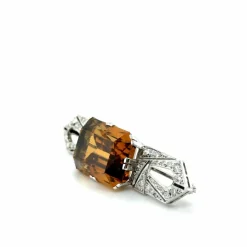 Broche latine quartz fumé et diamants