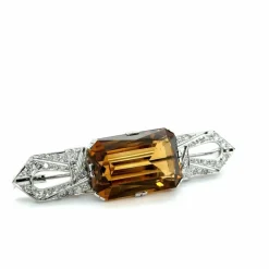 Broche latine quartz fumé et diamants
