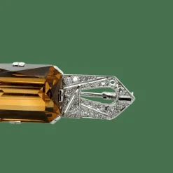 Broche latine quartz fumé et diamants