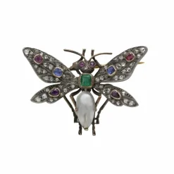 Broche Libellule - Or & Pierres précieuses