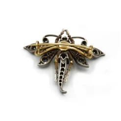 Broche libellule XIXe or jaune argent