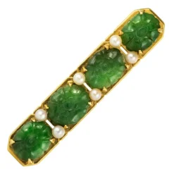 Broche ligne de jades et perles