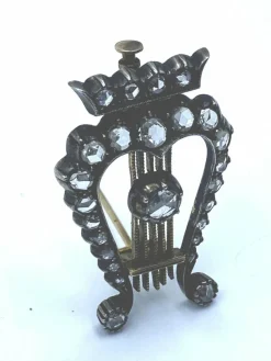 Broche Lyre Or Argent Diamants