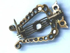 Broche Lyre Or Argent Diamants