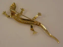 Broche Lézard, Or Jaune & Diamant