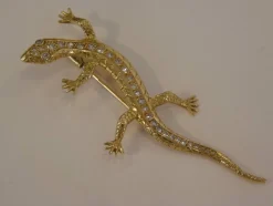Broche Lézard, Or Jaune & Diamant