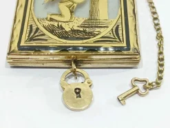 Broche Médaillon Or Rose Verre églomisé