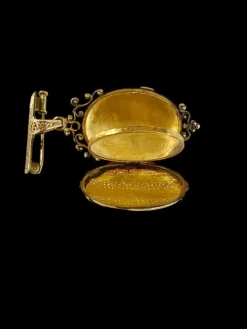 Broche Médaillon Or Turquoises Napoléon III