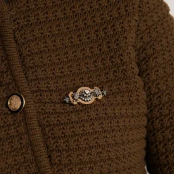 BROCHE NAPOLEON III OR ROSE ET ARGENT