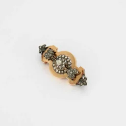 BROCHE NAPOLEON III OR ROSE ET ARGENT