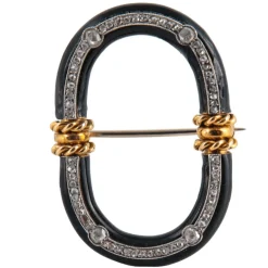 Broche Napoléon III diamants et onyx
