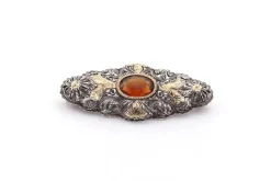 Broche Napoléon III or jaune, argent citrine