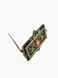 Broche Néo - Renaissance or, émail, diamants