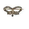 Broche Noeud Or Argent Diamants