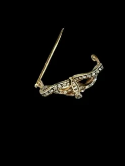 Broche Noeud Or Argent Diamants