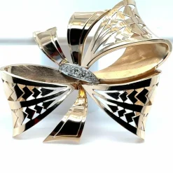 Broche « Noeud » Or Rose - Diamants
