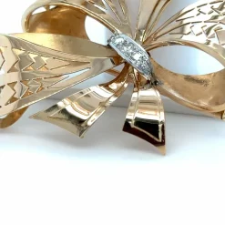 Broche « Noeud » Or Rose - Diamants