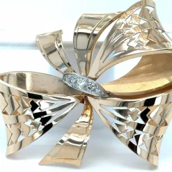 Broche « Noeud » Or Rose - Diamants