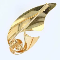 Broche noeud vintage or brossé et perle