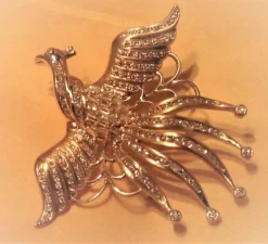 Broche OISEAU DE PARADIS or jaune diamants