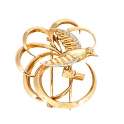 Broche oiseau diamants