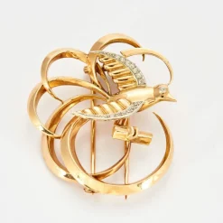 Broche oiseau diamants