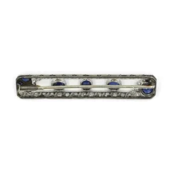 Broche or blanc platine saphirs diamants