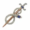 Broche or diamant et saphir