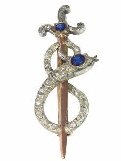 Broche or diamant et saphir