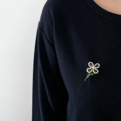 Broche or et diamant et perle