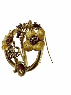 Broche or et grenats d'époque Napoléon III