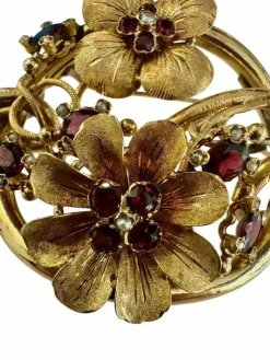 Broche or et grenats d'époque Napoléon III