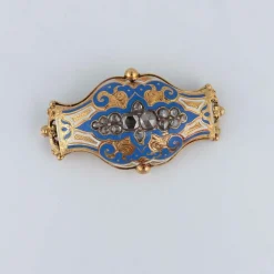 Broche or et émail bleu