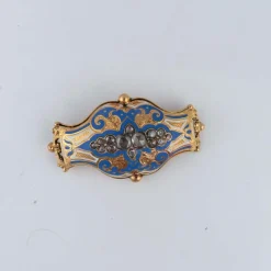 Broche or et émail bleu